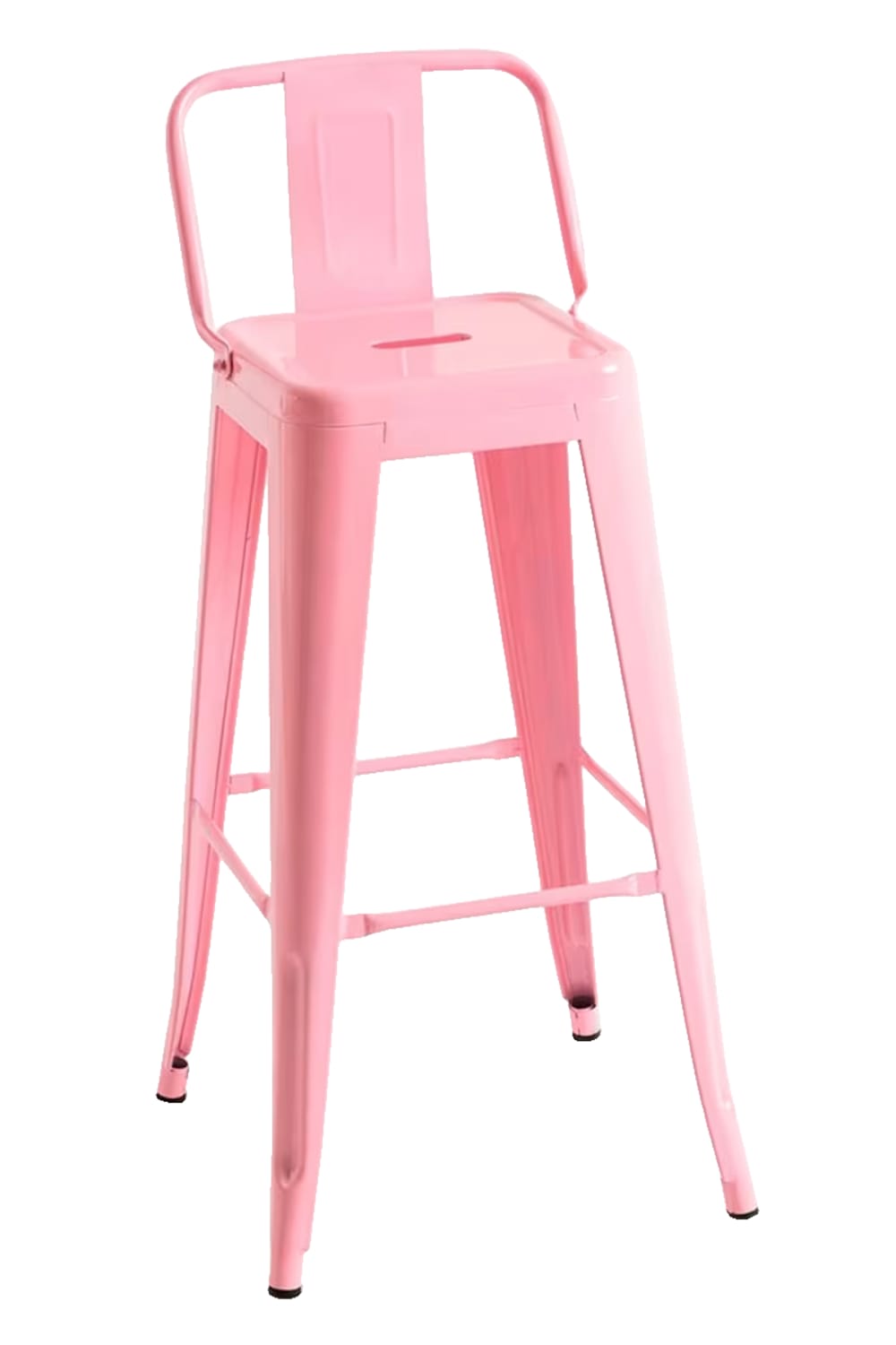 Taburete rosa industrial en acero reforzado