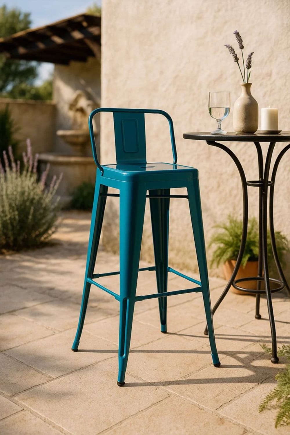 Taburete verde azulado industrial en acero reforzado - Maisons du Monde