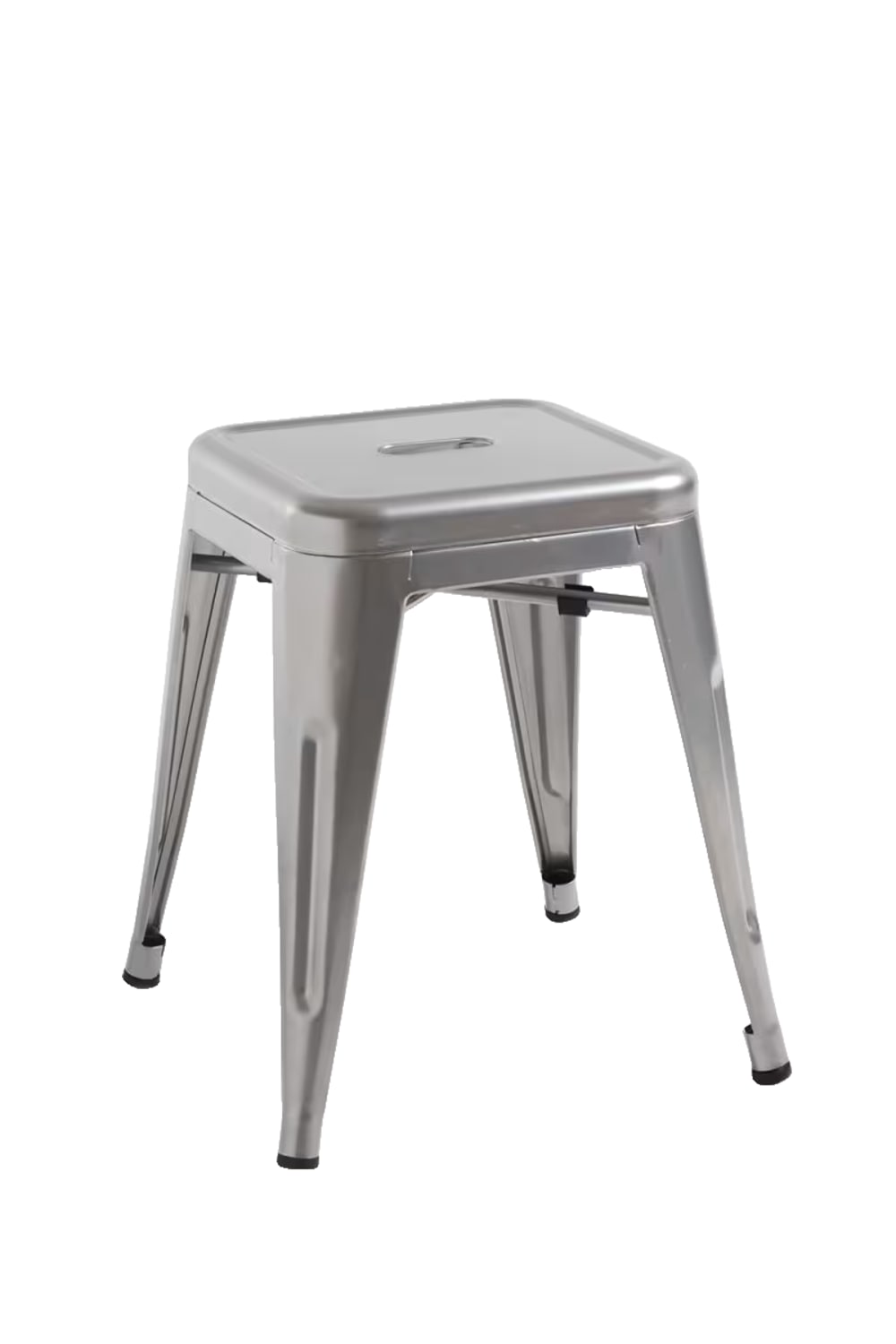 Taburete gris metalizado industrial en acero reforzado