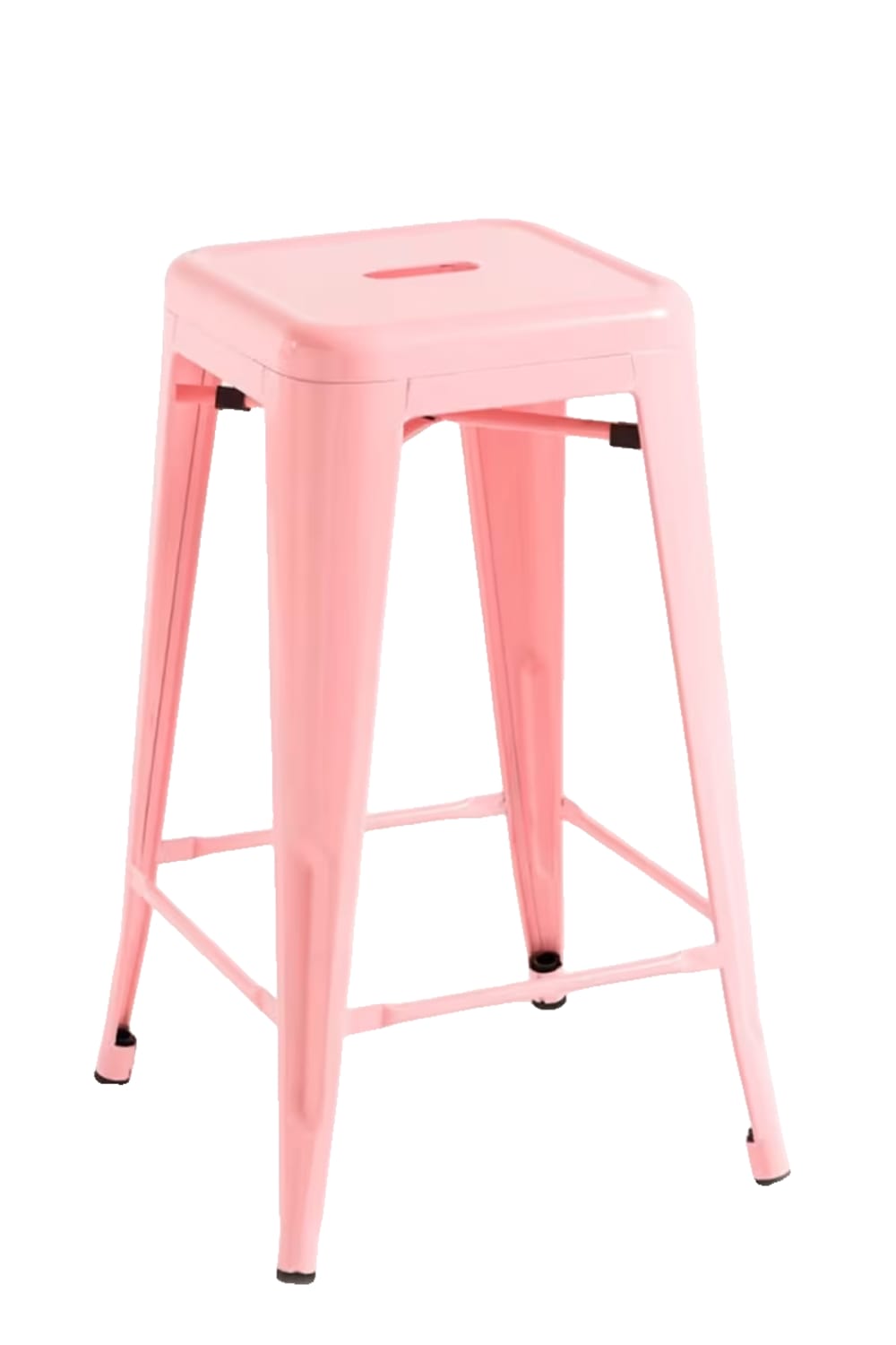 Taburete rosa industrial en acero reforzado