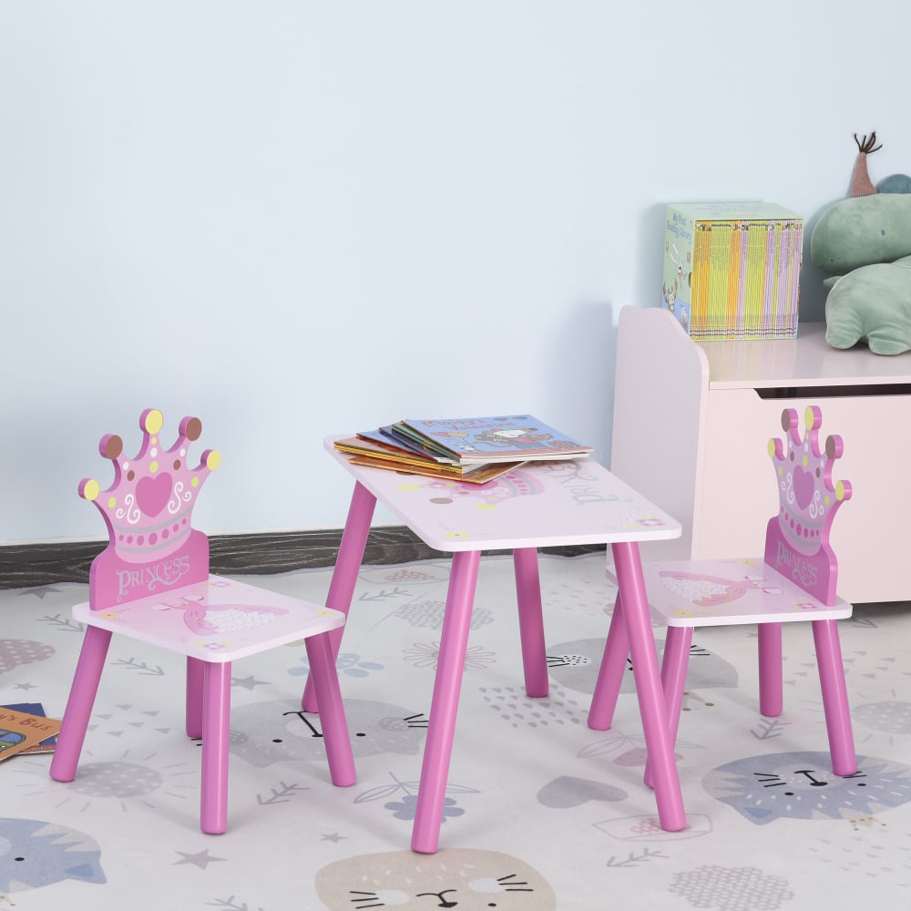 Mesa y 2 sillas infantiles 55x34x42 cm rosa - Maisons du Monde