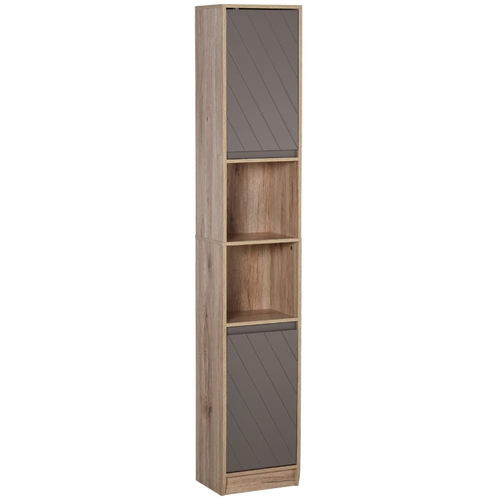 Armario alto de baño 30x24x170 cm roble y gris