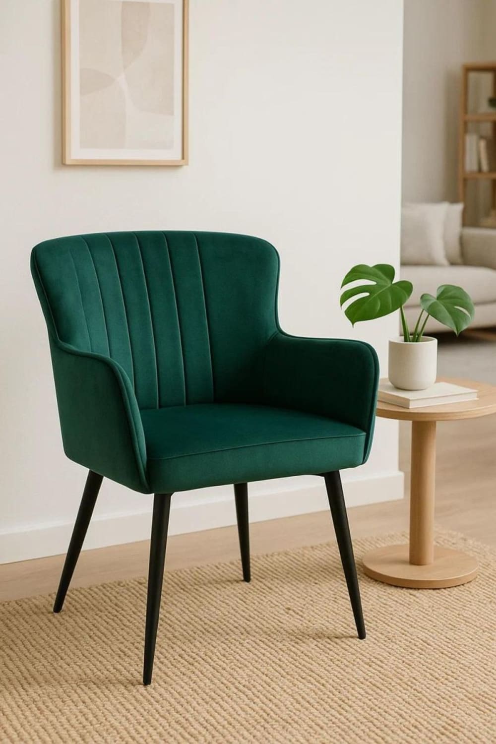 Silla en color verde de estilo boho en terciopelo - Maisons du Monde