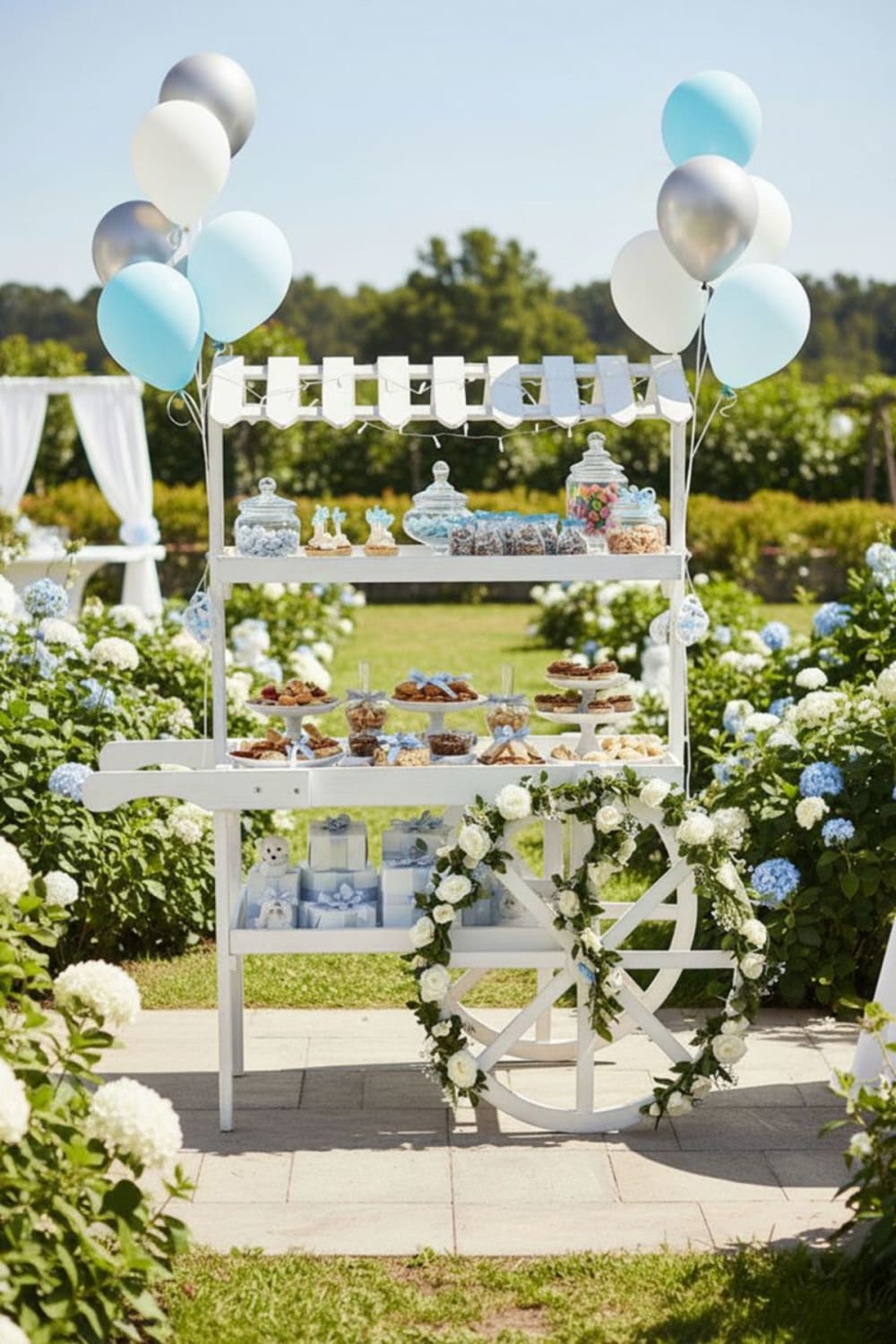 Carrito candy bar blanco en madera envejecida con 3 estantes - Maisons du Monde