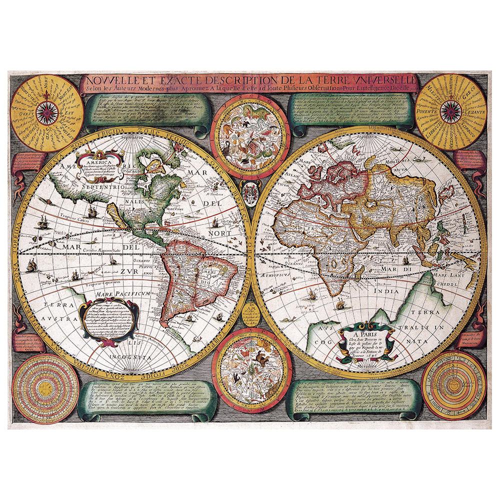 Stampa su tela - Mappa Antica No. 56 cm. 40x50 - Multicolore - PES - Poliestere