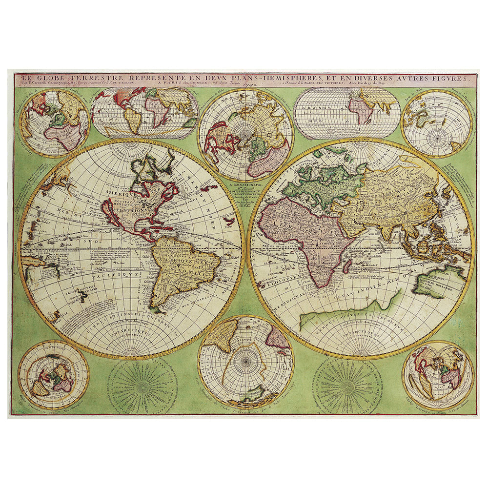 Stampa su tela - Mappa Antica No. 44 cm. 40x50 - Multicolore - PES - Poliestere