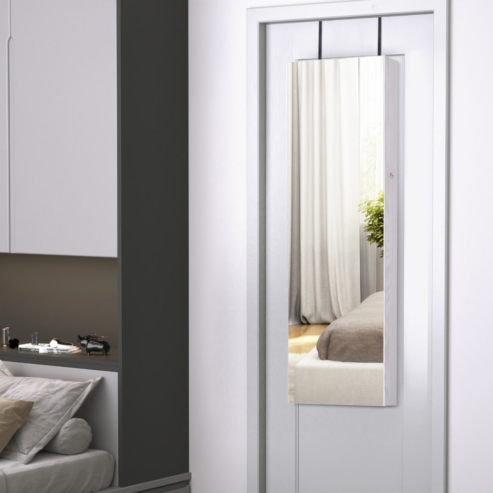 Espejo joyero colgante 37x120x10cm blanco