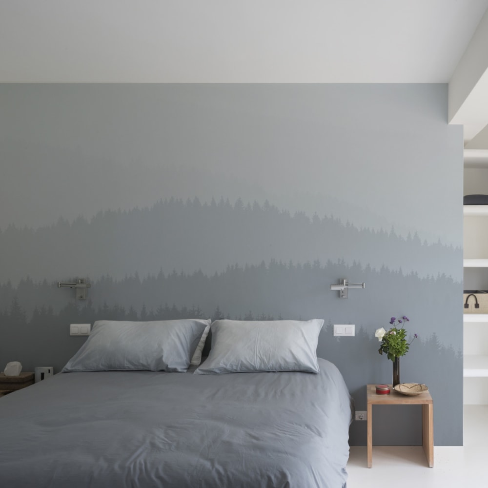 Papel pintado panorámico montañas bajas, gris 425 x 250cm