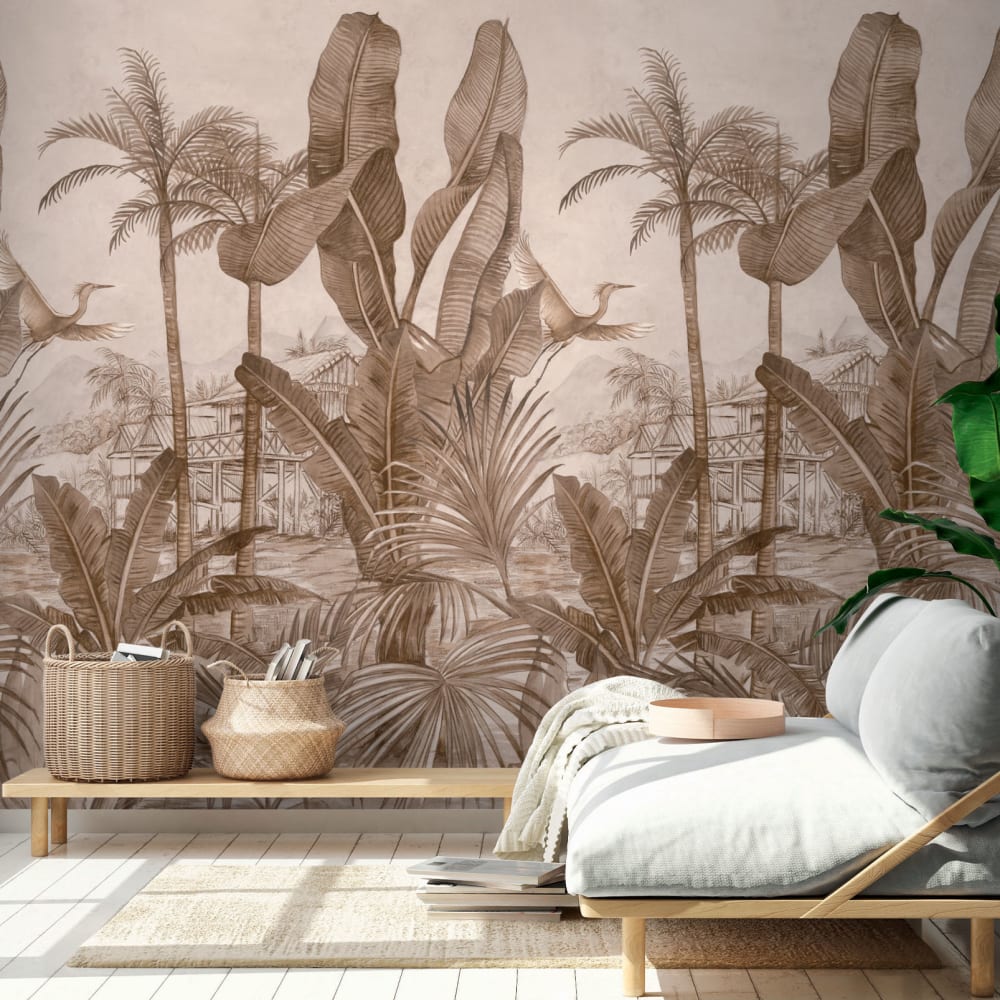 Carta da parati decorazione giungla 159x280cm - Modello Country - Marrone - Tessuto non tessuto