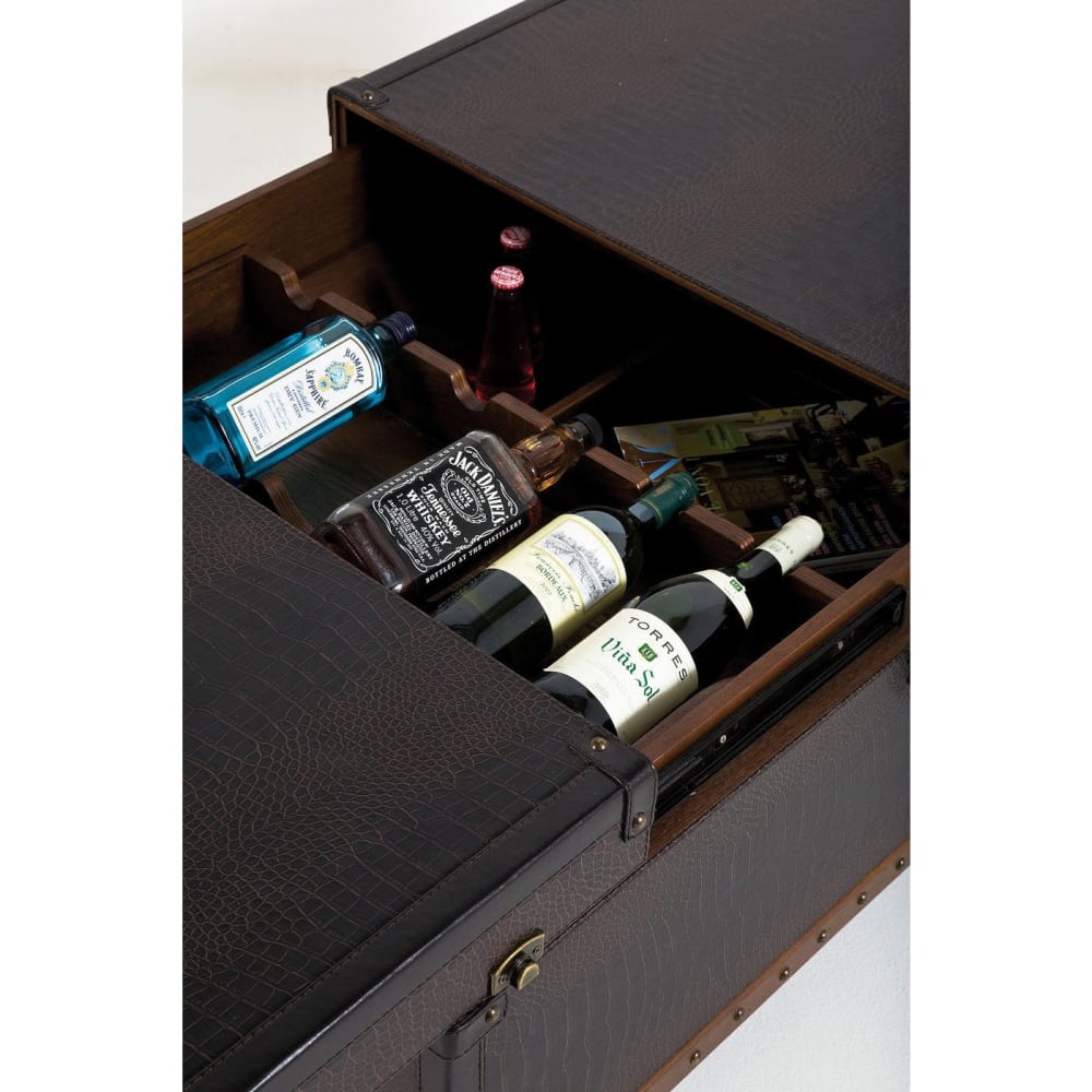 Couchtisch mit Stauraum und Rollen aus Holz mit Textilbezug,