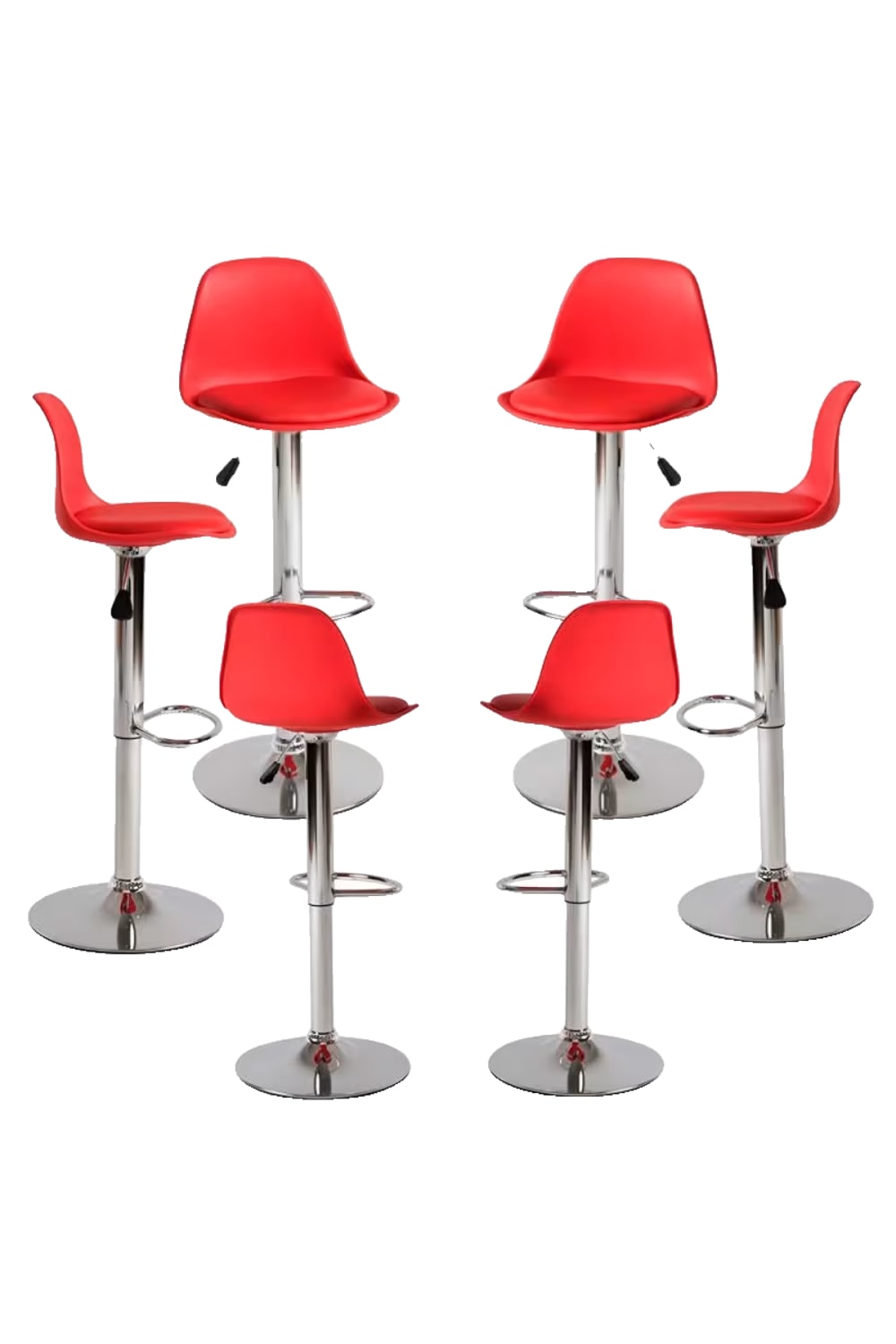 Pack 6 taburetes color rojo en polipiel