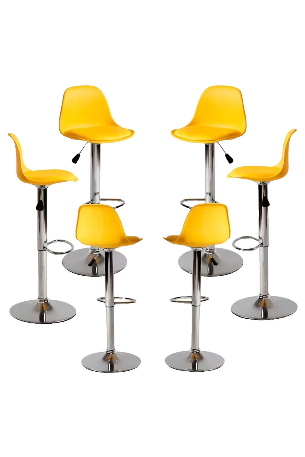 Pack 6 taburetes color amarillo en polipiel