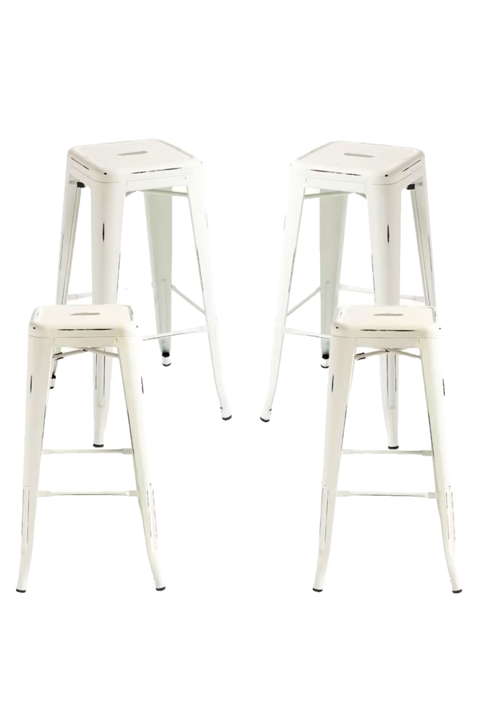 Pack 4 taburetes color blanco vintage en acero reforzado