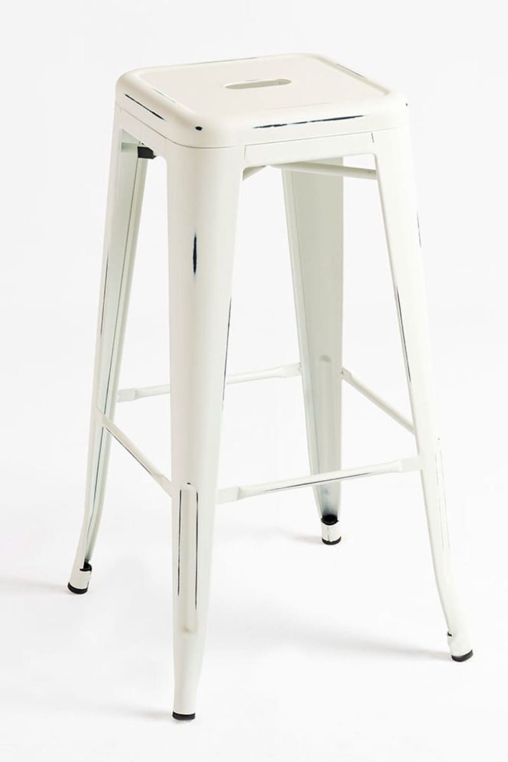 Pack 6 taburetes color blanco vintage en acero reforzado - Maisons du Monde
