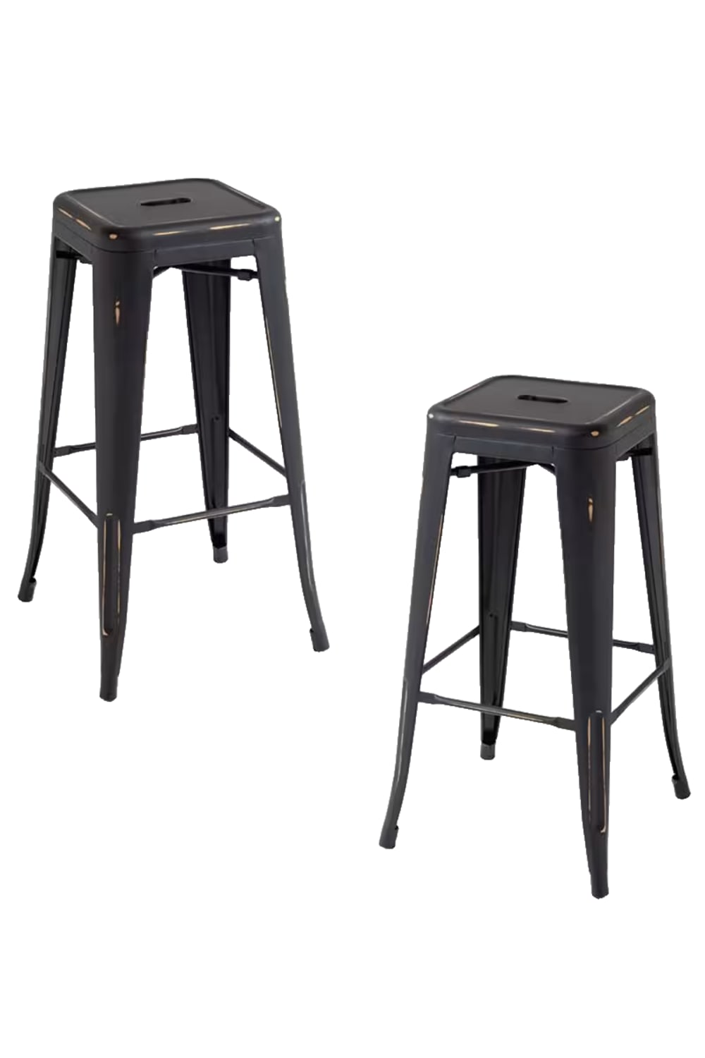 Pack 2 taburetes color negro vintage en acero reforzado