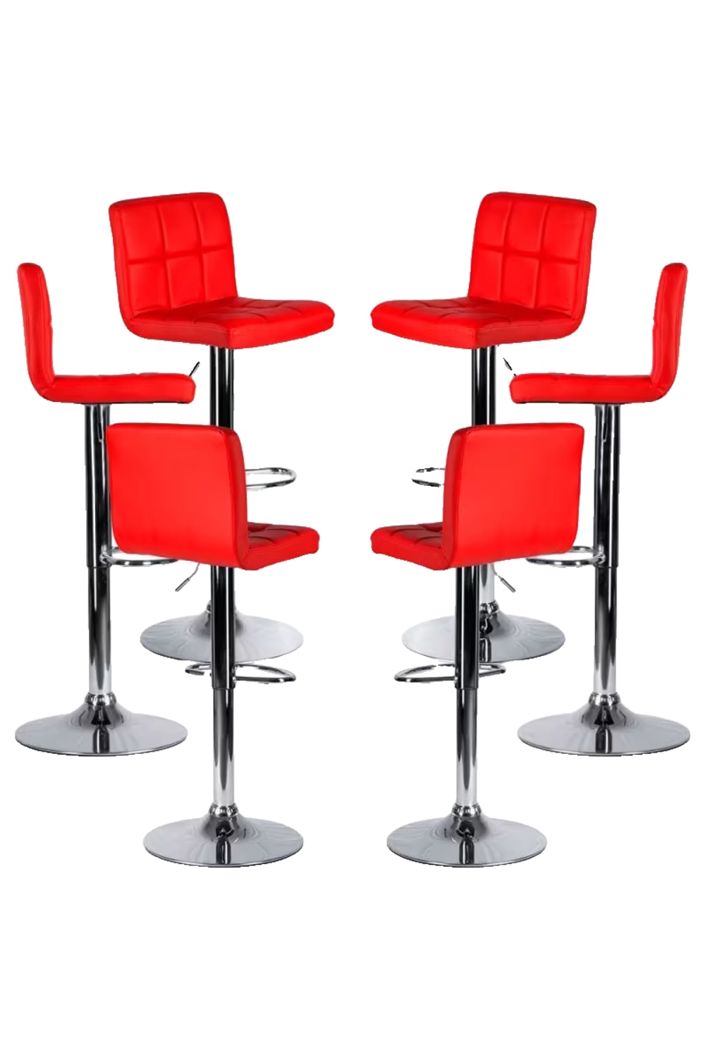 Pack 6 taburetes color rojo en polipiel