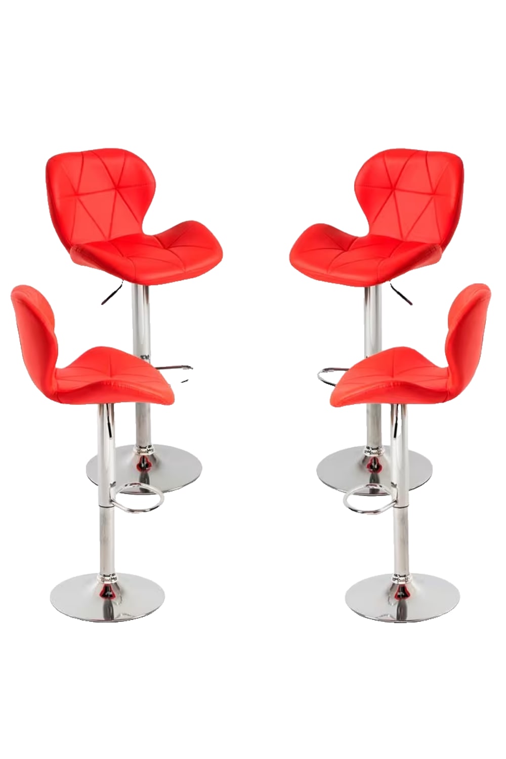 Pack 4 taburetes color rojo en polipiel