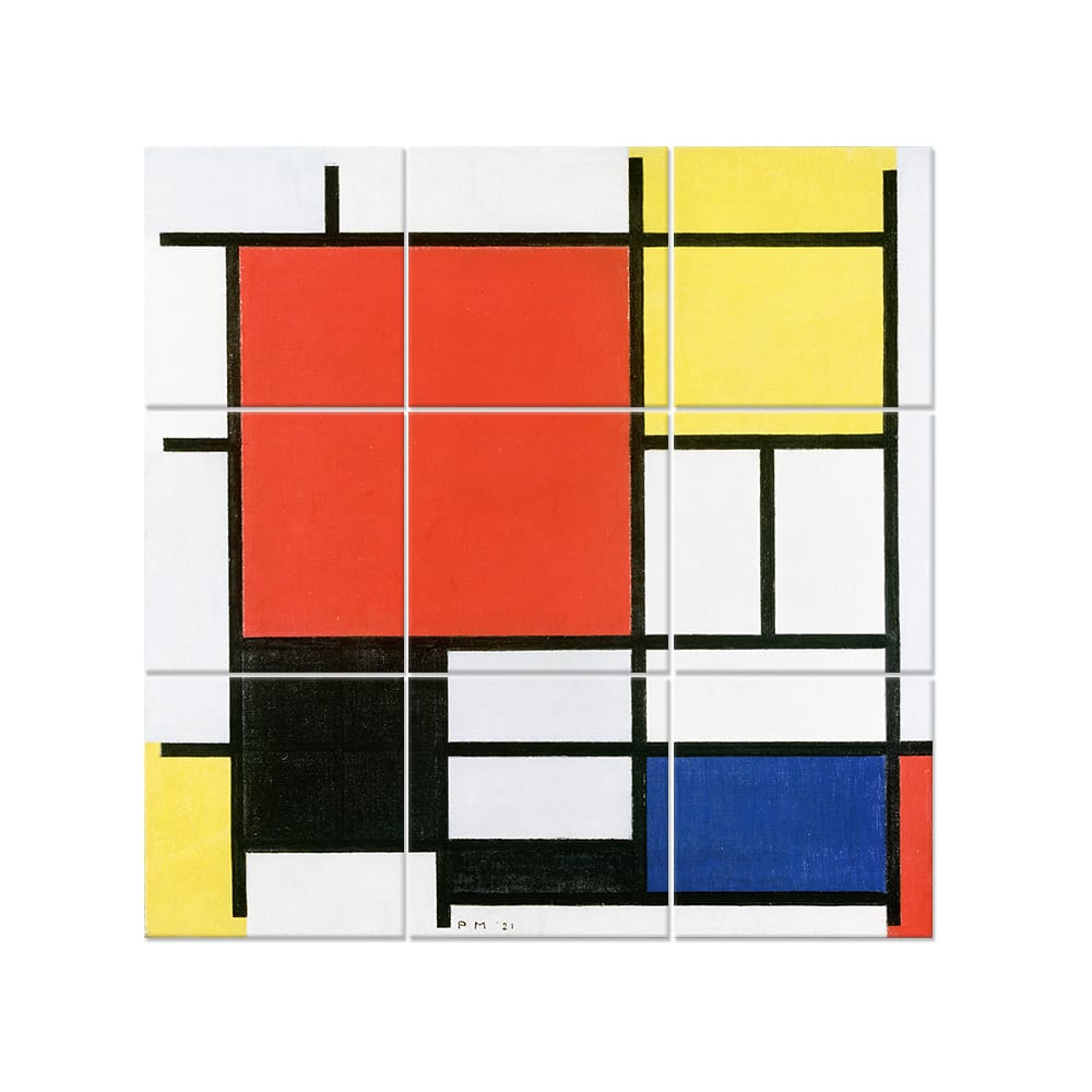 Quadro XXL Composizione Con Grande Piano Rosso cm. 150x150 (9 x) - Multicolore - LEGNO