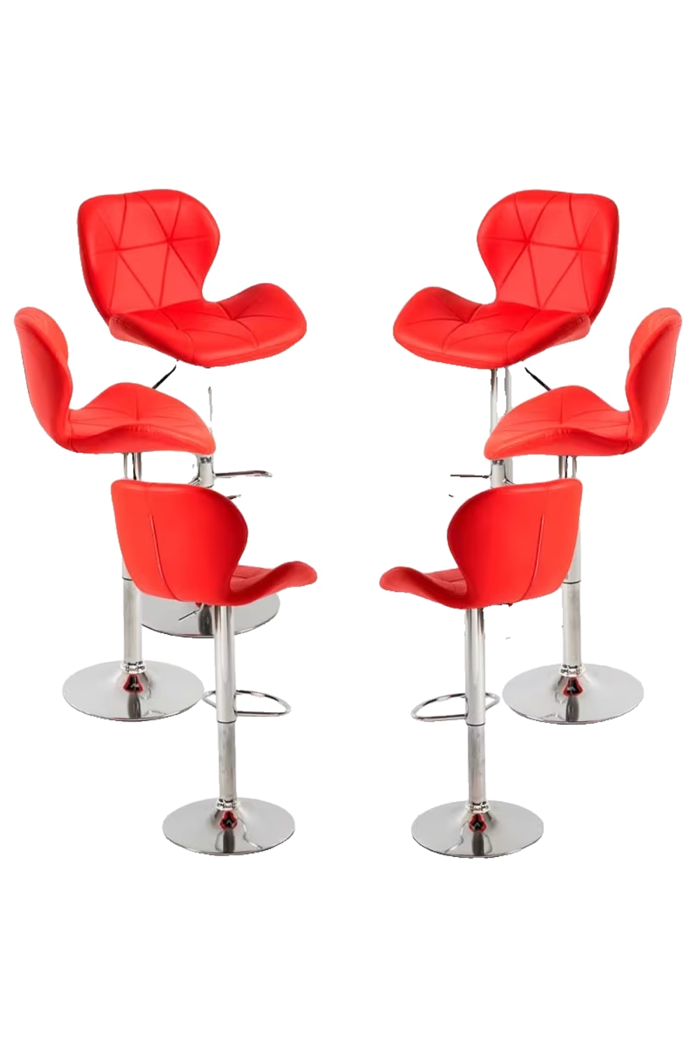 Pack 6 taburetes color rojo en polipiel