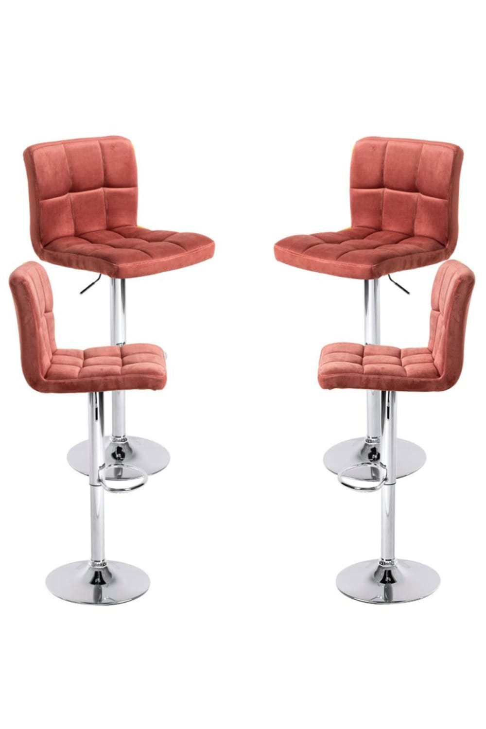 Pack 4 taburetes color rosa en terciopelo - Maisons du Monde