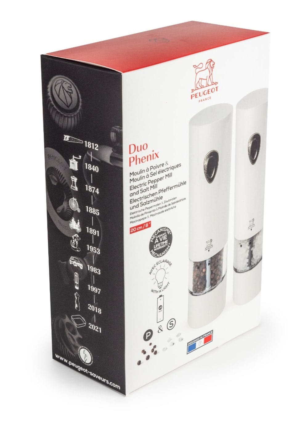 Duo de moulin à poivre et sel électriques blancs H20cm - Maisons du Monde