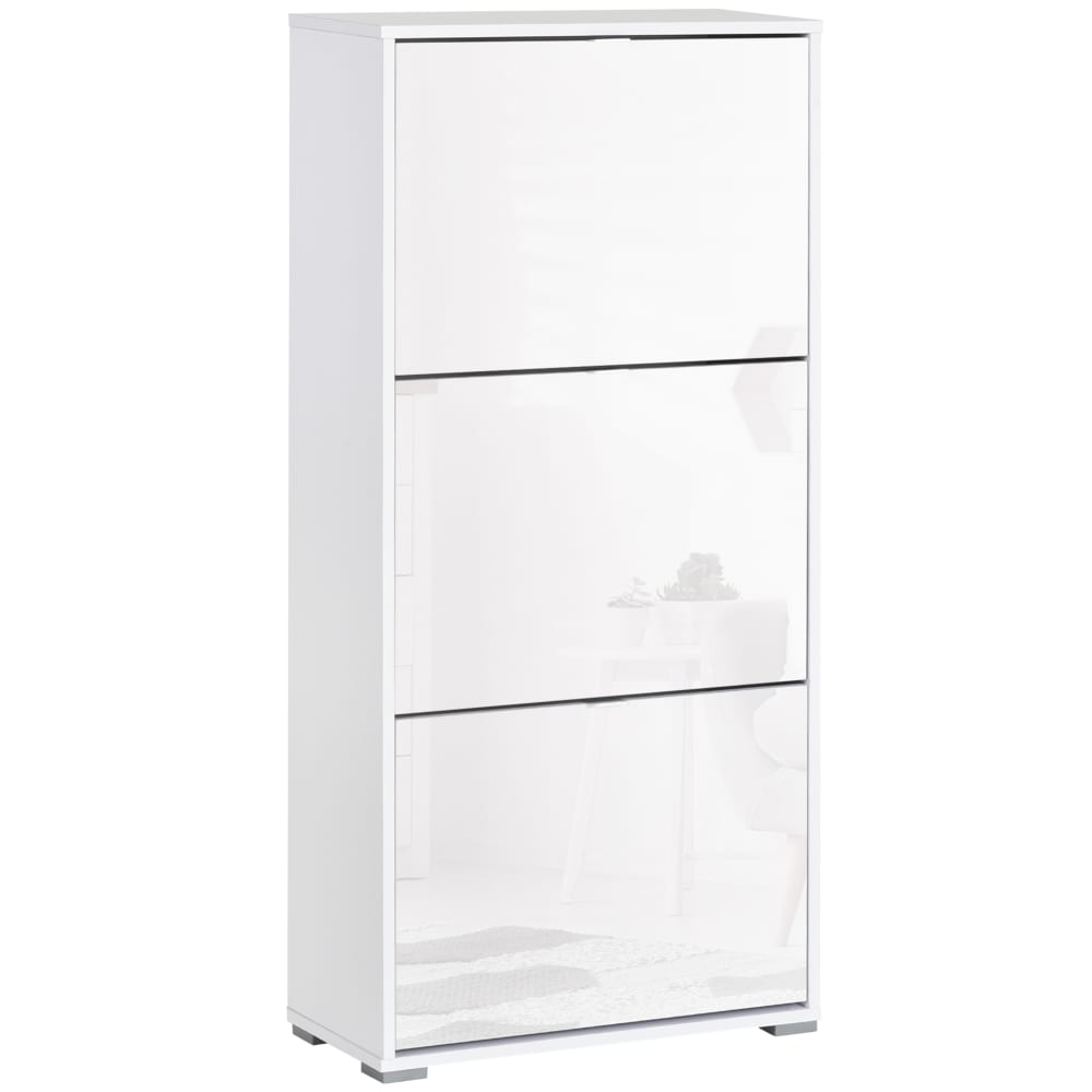 Armario de zapato MDF y plástico blanco 60x26x124 cm
