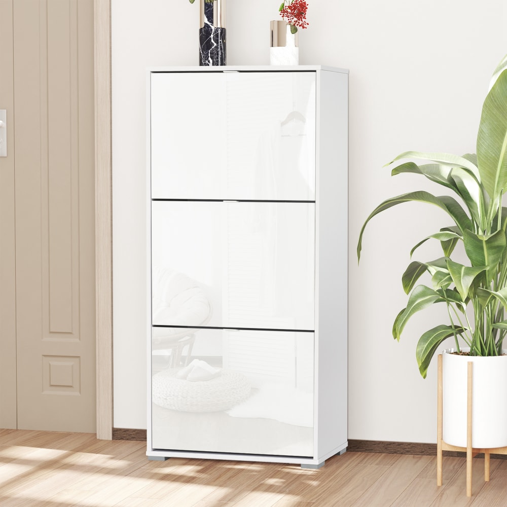 Armario de zapato MDF y plástico blanco 60x26x124 cm - Maisons du Monde
