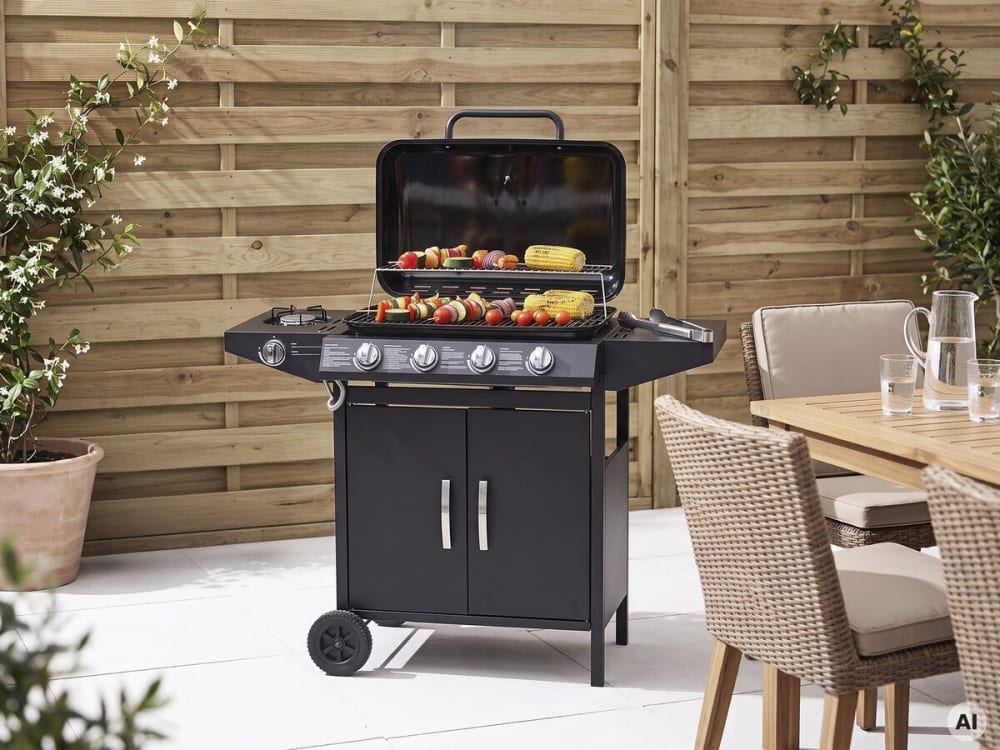 Barbecue gaz "festa 5" - 5 brûleurs dont 1 latéral - 12.9 kw- noir - Maisons du Monde