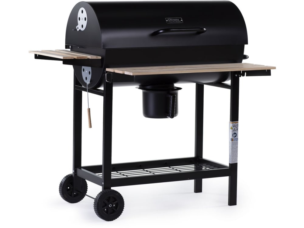 Habitat & Jardin Holzkohlegrill aus Stahl 95 x 63 x 105 cm Schwarz Schwarz Metall