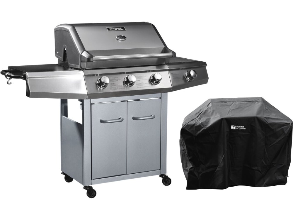 Barbacoa de gas plateado 143 x 57 x 115 cm