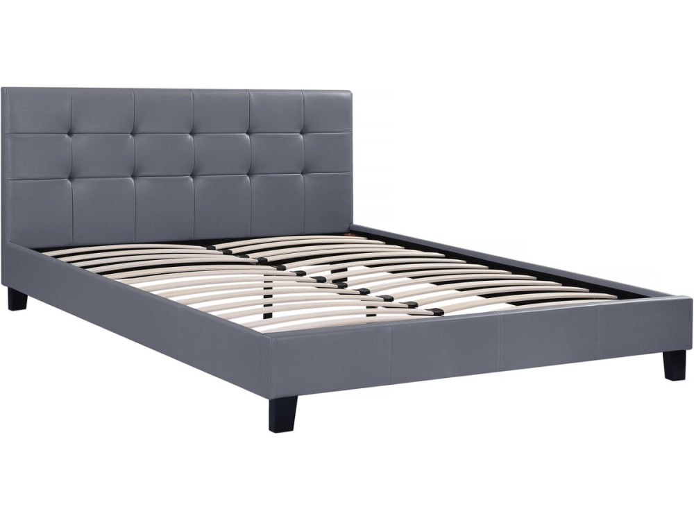 Lit en simili cuir gris