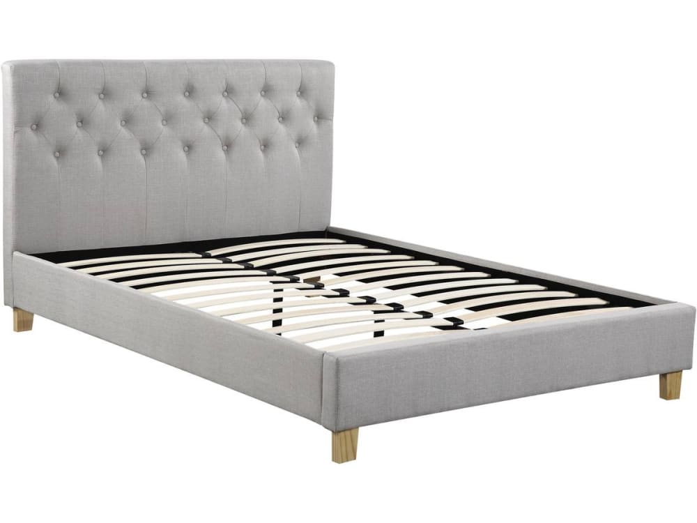 Lit en tissu beige 160 x 200 cm