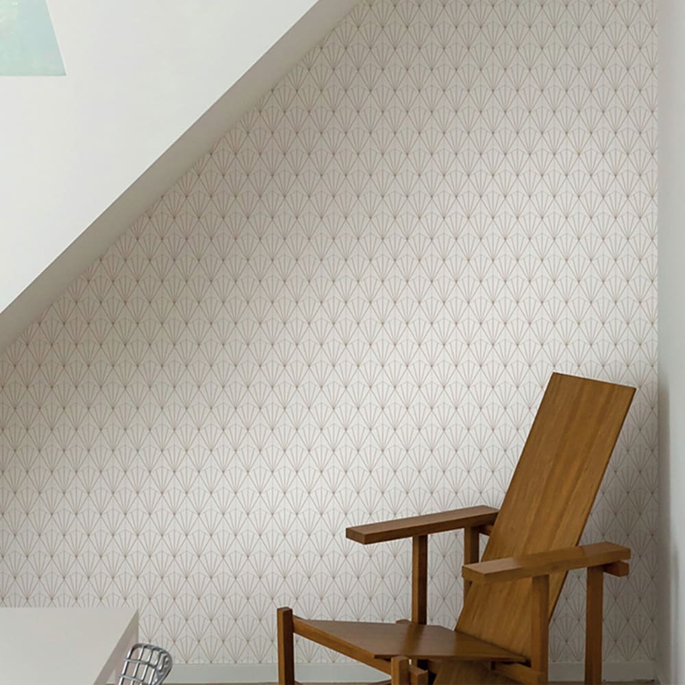 Papel pintado rollo estilo art deco blanco y oro 53x1000cm