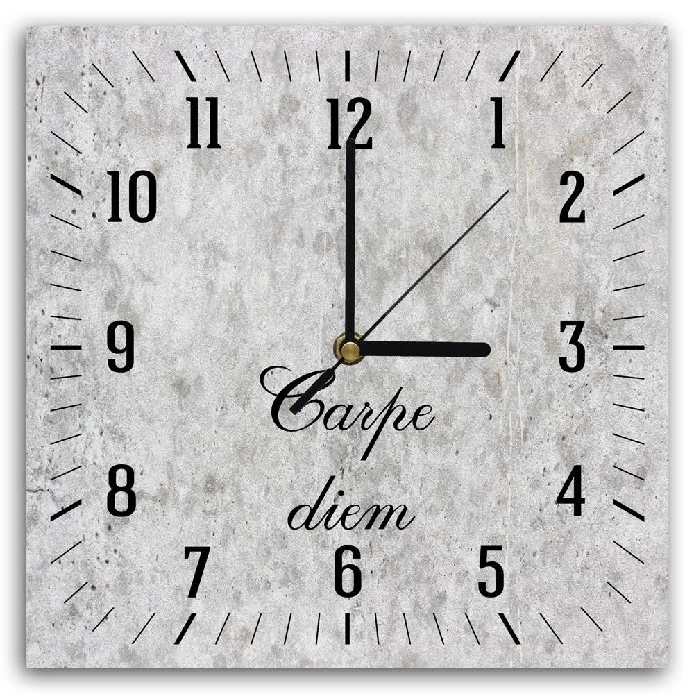 Legendarte Horloge murale Carpe Diem 30x30cm Gris Papier