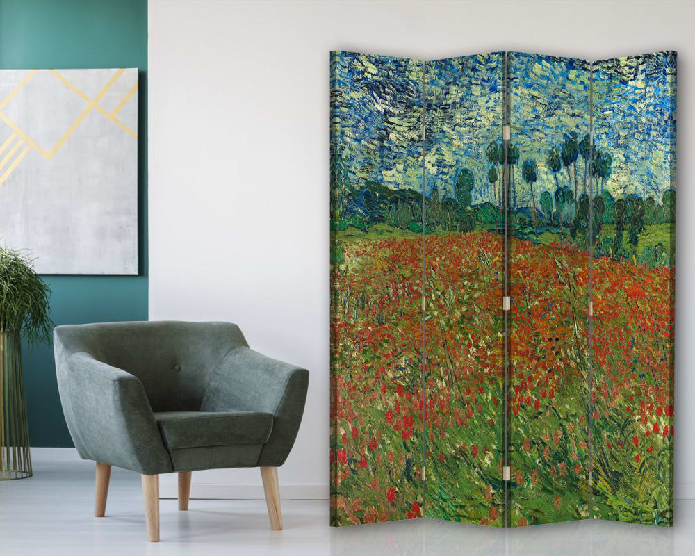 Biombo Campo de Amapolas - Vincent Van Gogh - cm. 145x170 (4 paneles) - Maisons du Monde