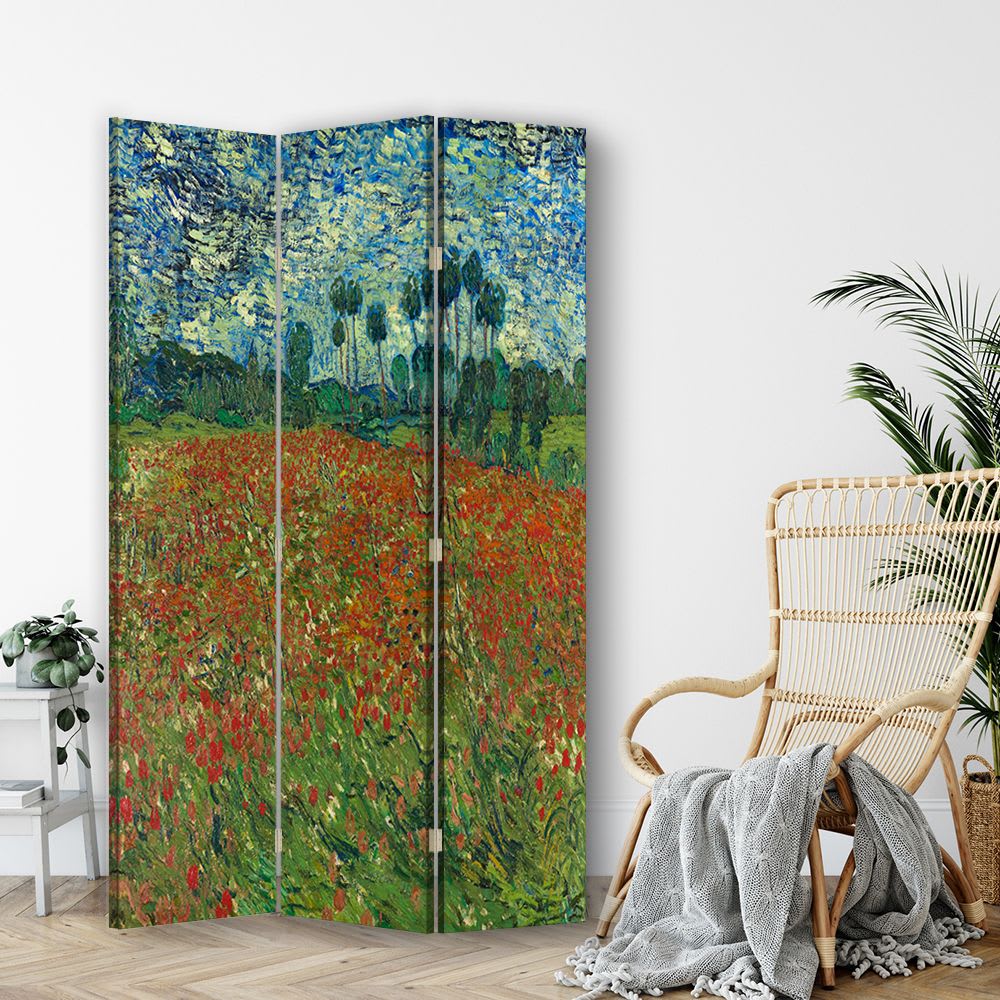 Paravent Le Champ des Coquelicots - Van Gogh 110x150cm (3 volets) - Maisons du Monde