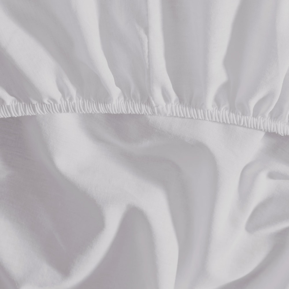 Ddrap housse en percale lavée bonnet 30 cm blanc 160x200 cm - Maisons du Monde