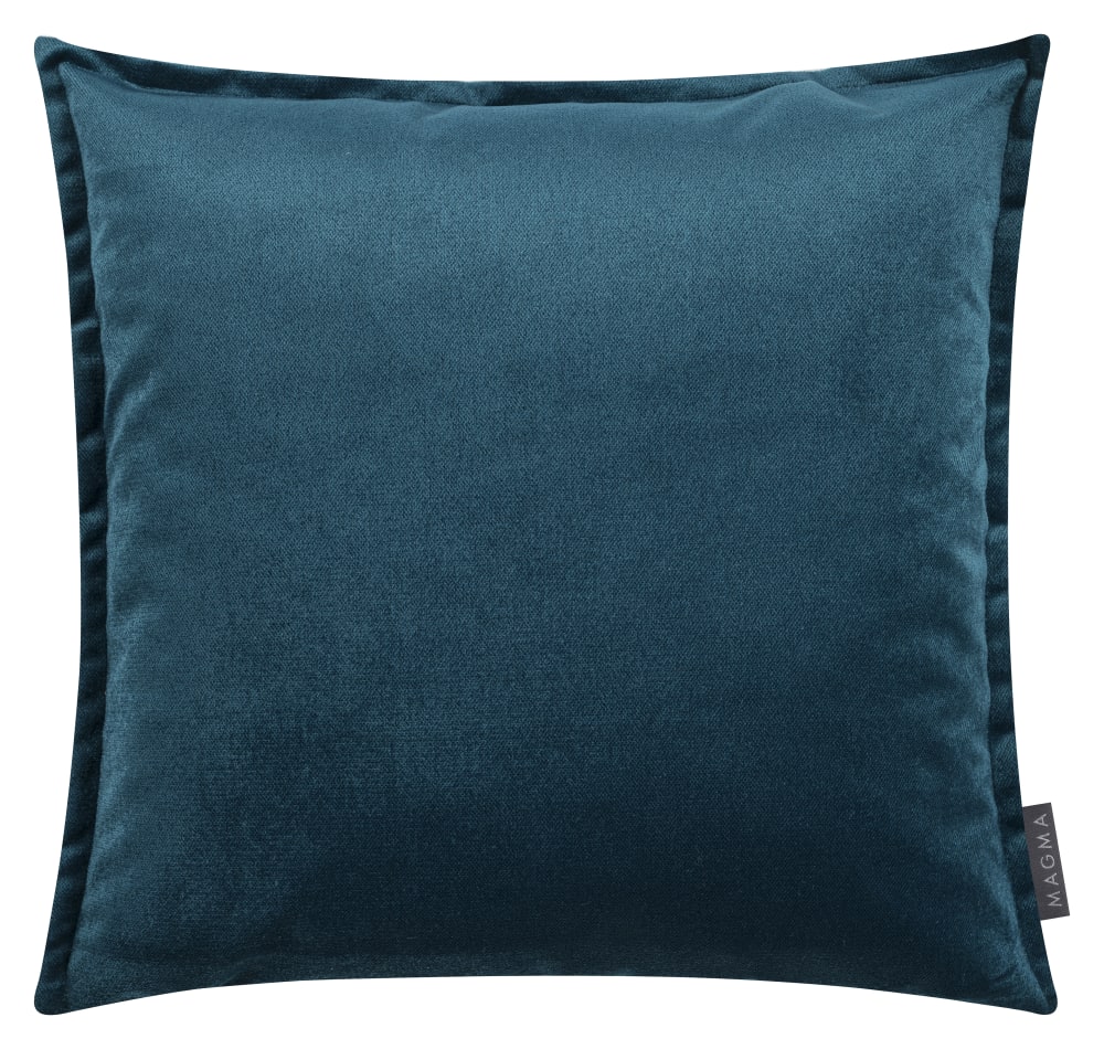 Housses de coussin velours avec volant piqué bleu  45x45-Lot de 2