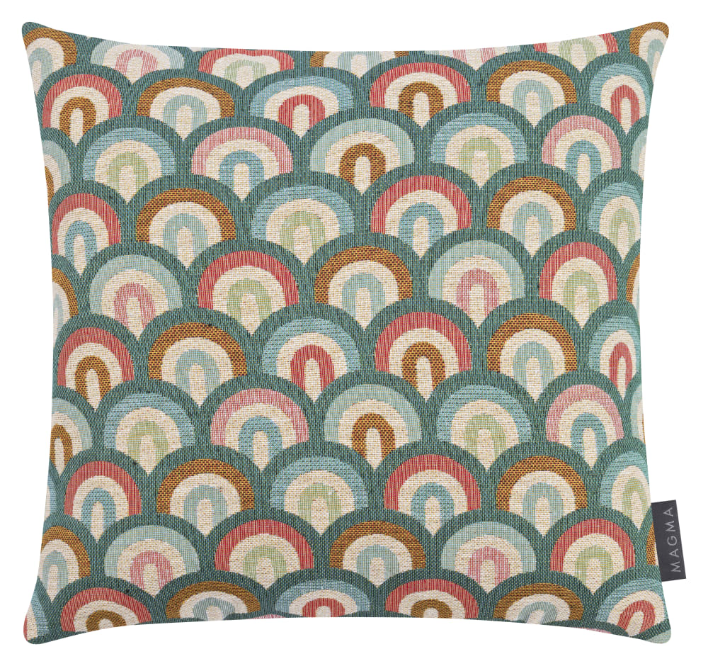 Housses de coussin jacquard motif art déco vert jade 40x40 - Lot de 2