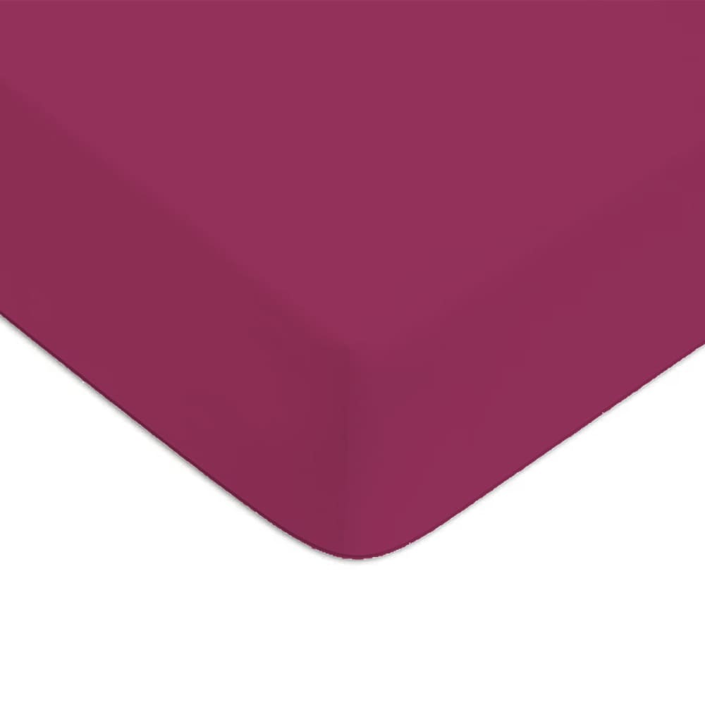 Drap housse coton  uni bonnet 25cm magenta 180x200cm