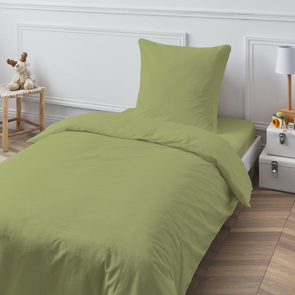 Drap housse coton uni bonnet 25cm tilleul 90x190cm - Maisons du Monde