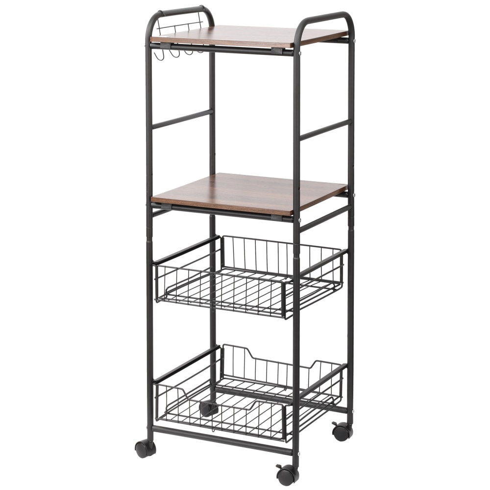 Carro de cocina 40x38x111 cm nogal y negro