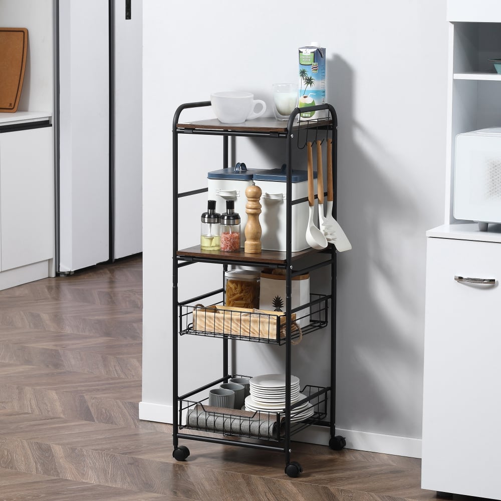 Carro de cocina 40x38x111 cm nogal y negro - Maisons du Monde
