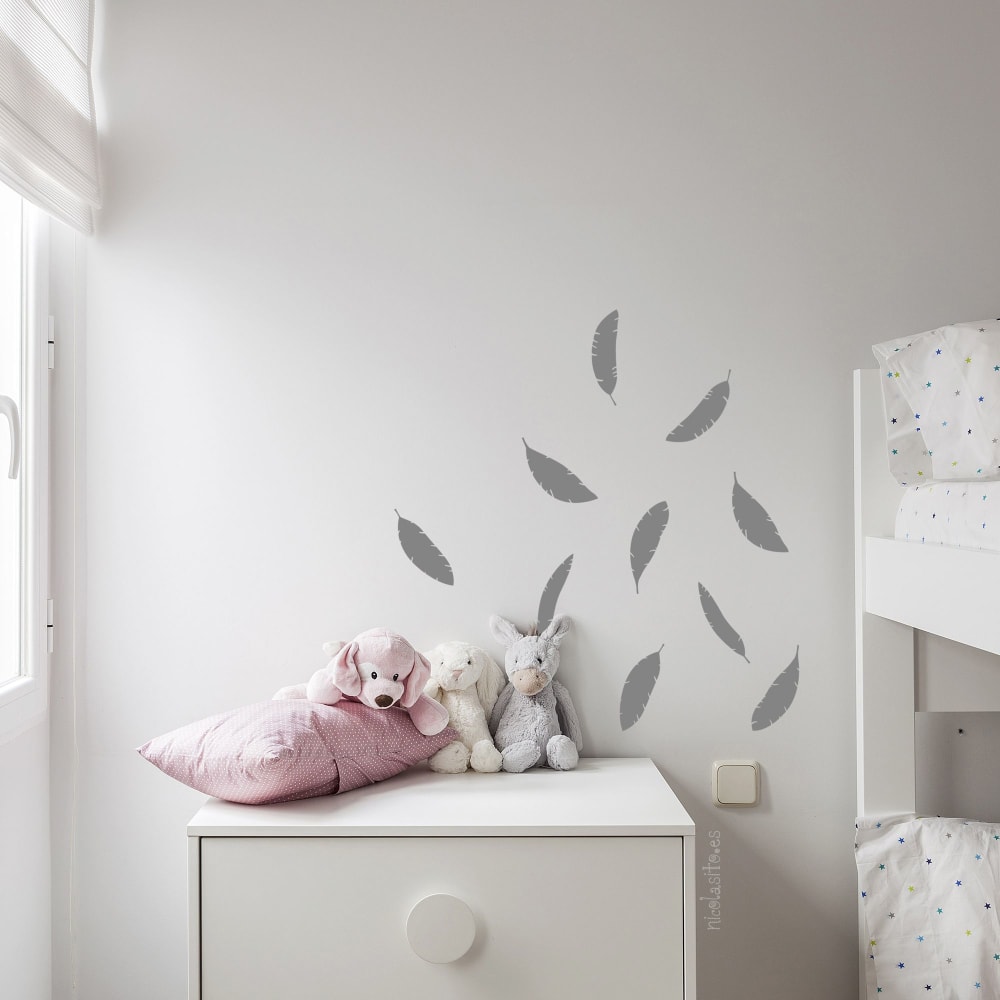 Adesivo murale decorativo mini Piume grigio chiaro - Nicolasito