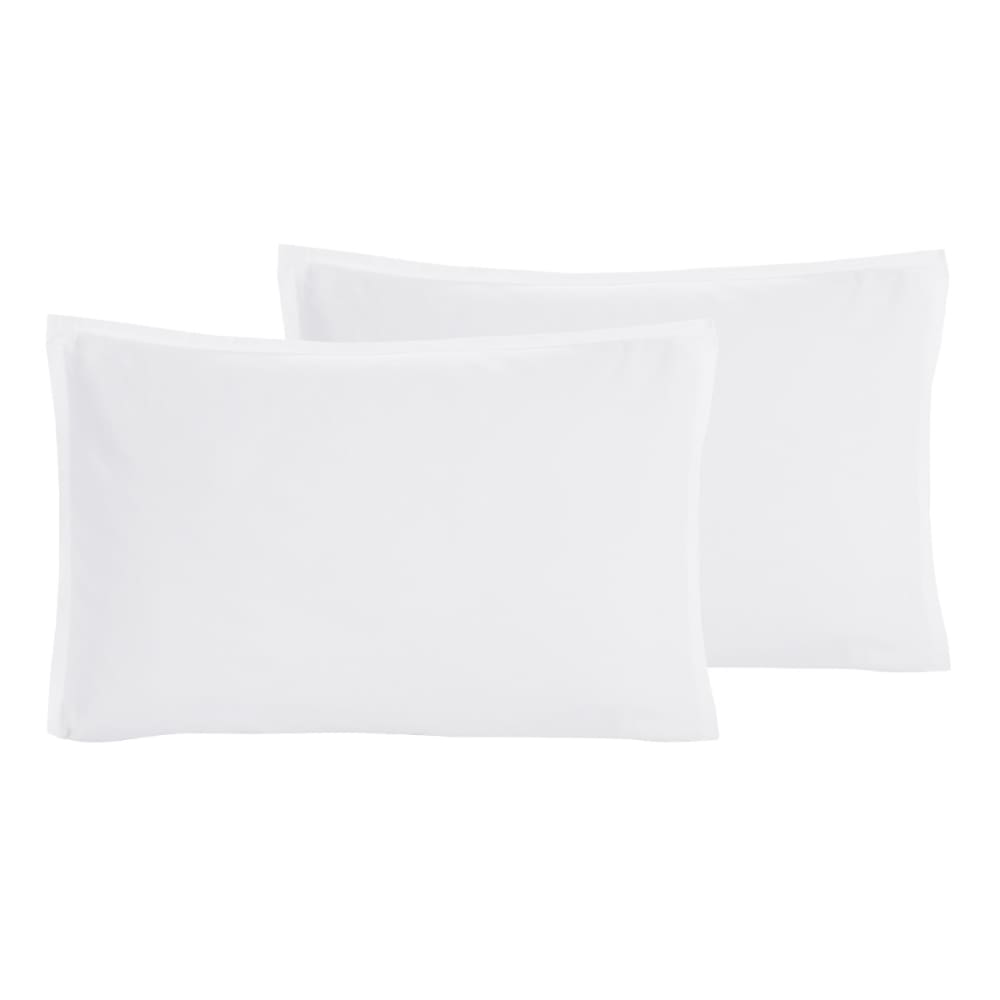 Lot de 2 taies d'oreiller en percale lavée  blanc 50x70 cm
