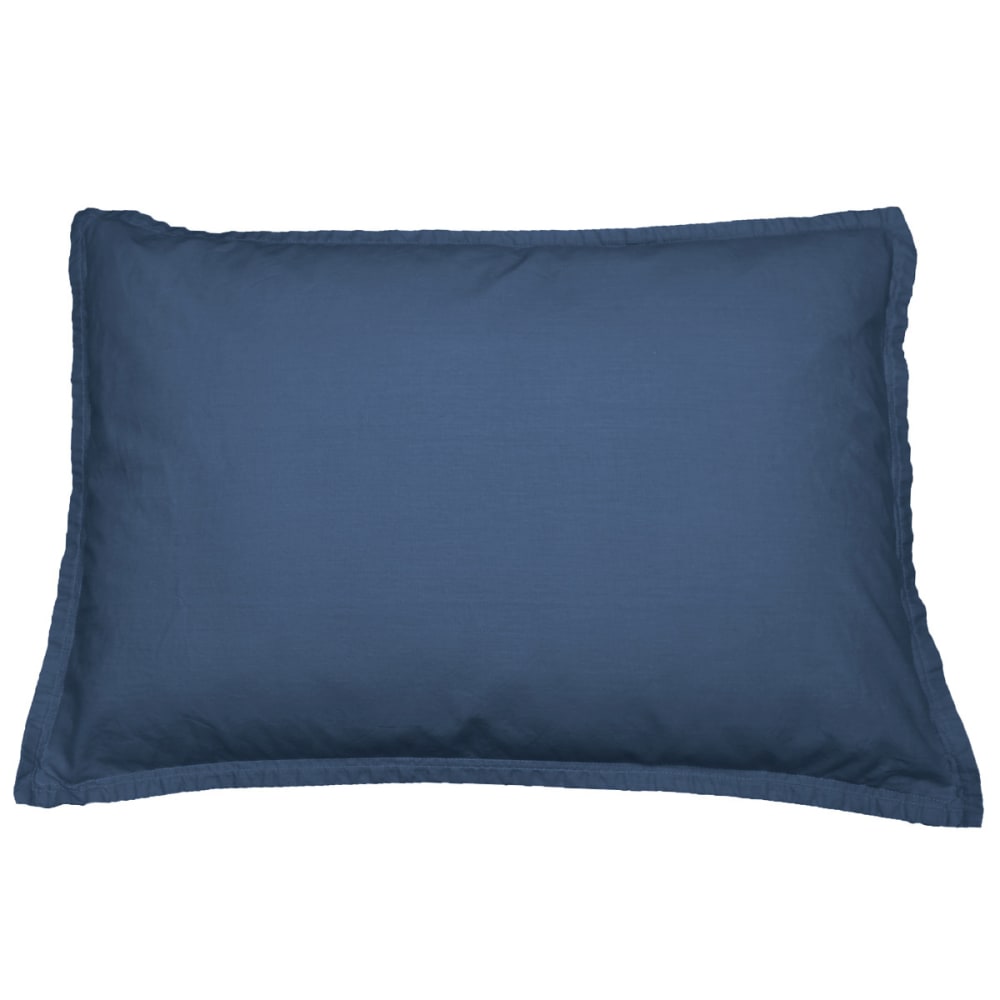 Lot de 2 taies d'oreiller en percale lavée indigo 50x70 cm