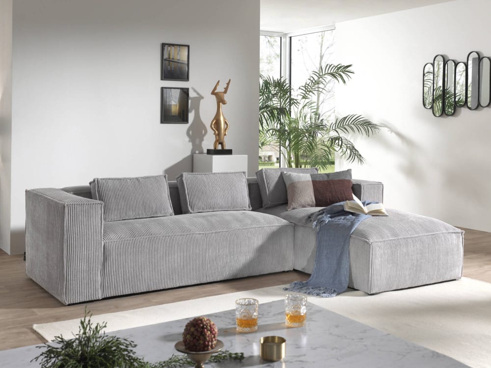 Stella - canapé d'angle - en velours côtelé - 4 places -style