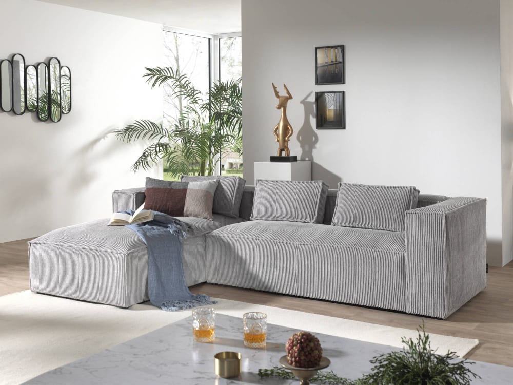 Stella - canapé d'angle - en velours côtelé - 4 places -style