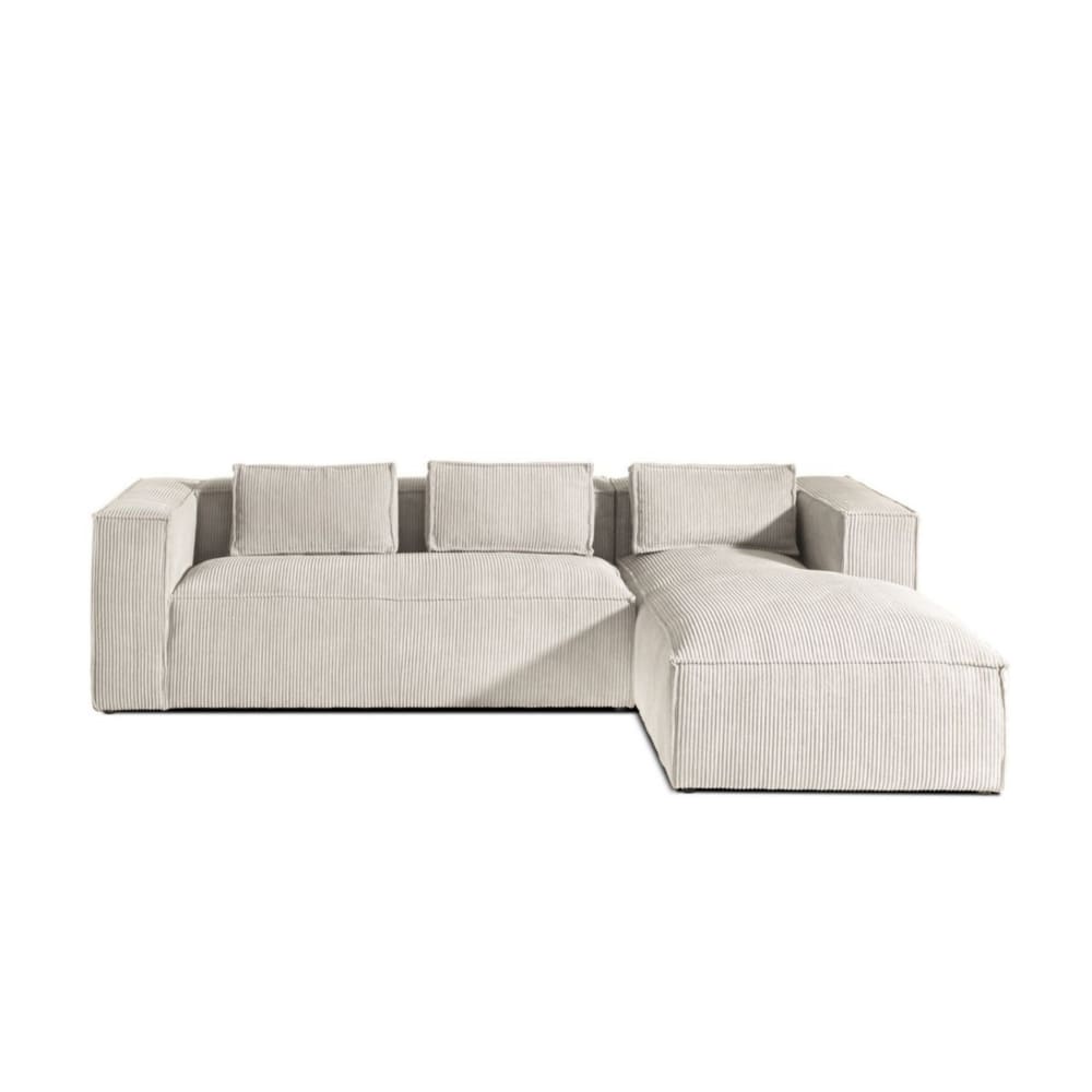 Canapé d'angle 4 places en velours côtelé beige