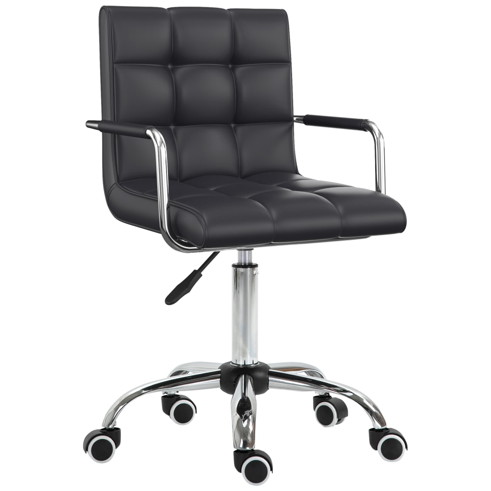 Chaise de bureau revêtement synthétique capitonné noir